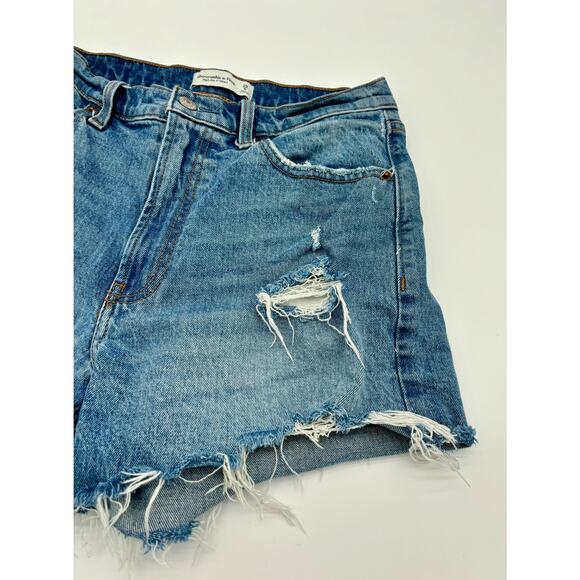 Abercrombie & Fitch 28/6 High Rise 4” Short Distressed Mom Jean Casual - Picture 2 of 9